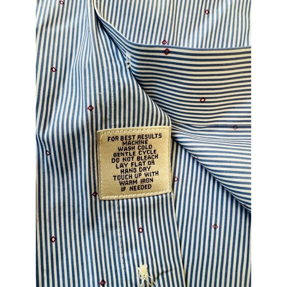Peter Millar Shirt Mens Med Blue Button Down Striped Diamond Long Sleeve Preppyy - Picture 7 of 12